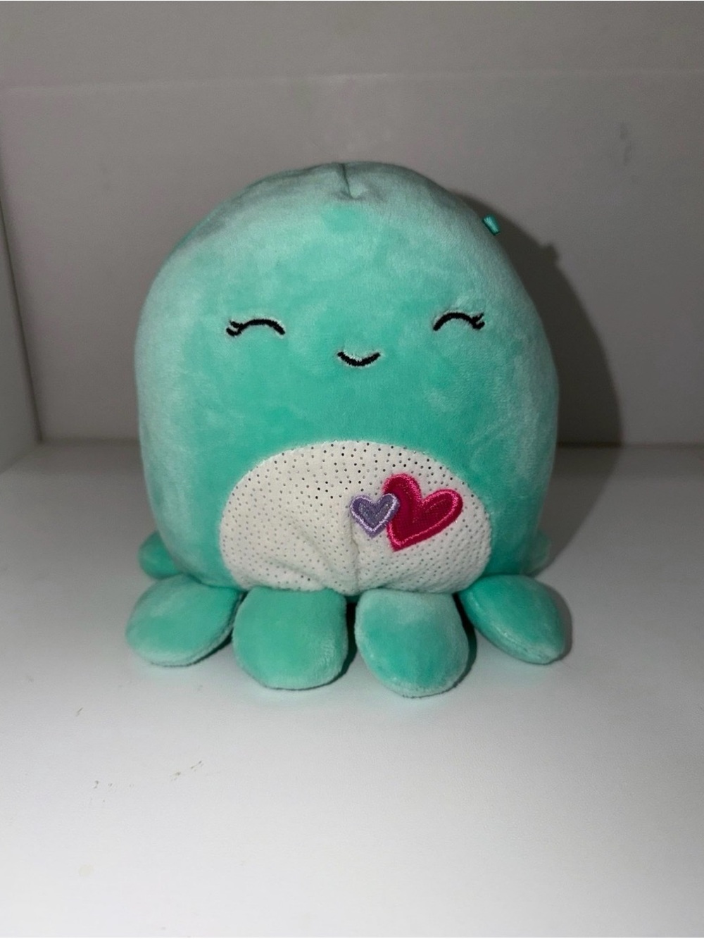Olina Teal Octopus Plush with Heart Patch 5”